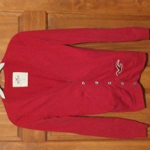Hollister woman's size S button up preppy logo knit cotton blend cardigan